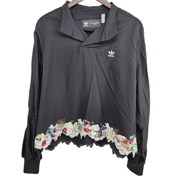 Adidas x Dry Clean Only Blouson Embroidered Beaded Top Size Small - Picture 2 of 8